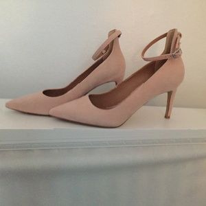 Tahari Pinto Pink Ankle Strap Suede Pump